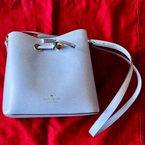 Kate Spade Knott Medium Bucket Bag--Light Blue Leather Crossbody